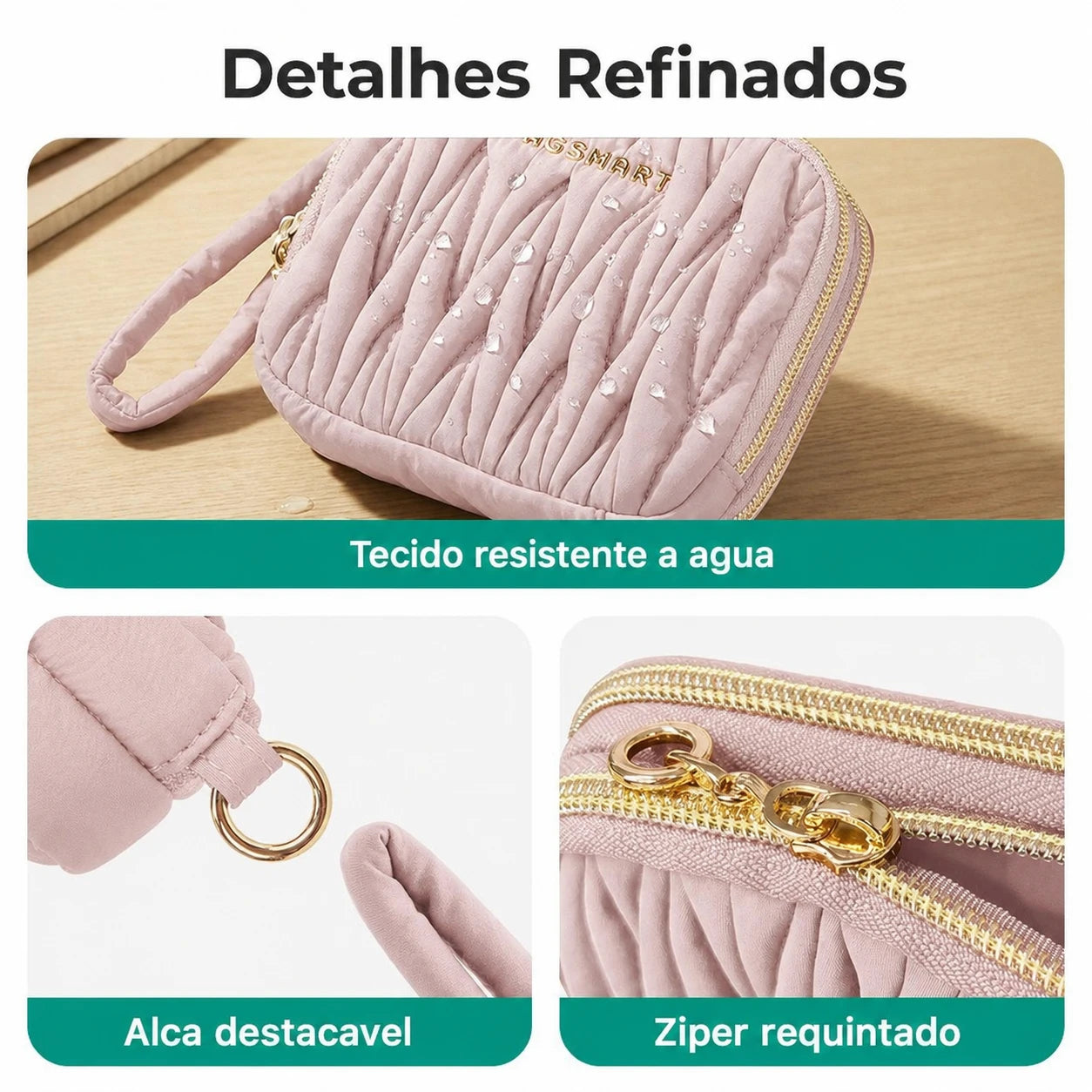 Carteira Feminina Bags Mart Cor Rosa - detalhes