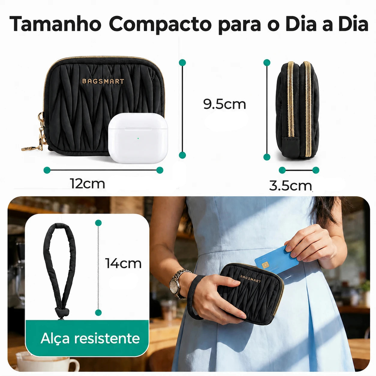 Carteira Feminina Bags Mart Cor Preto - dimensões