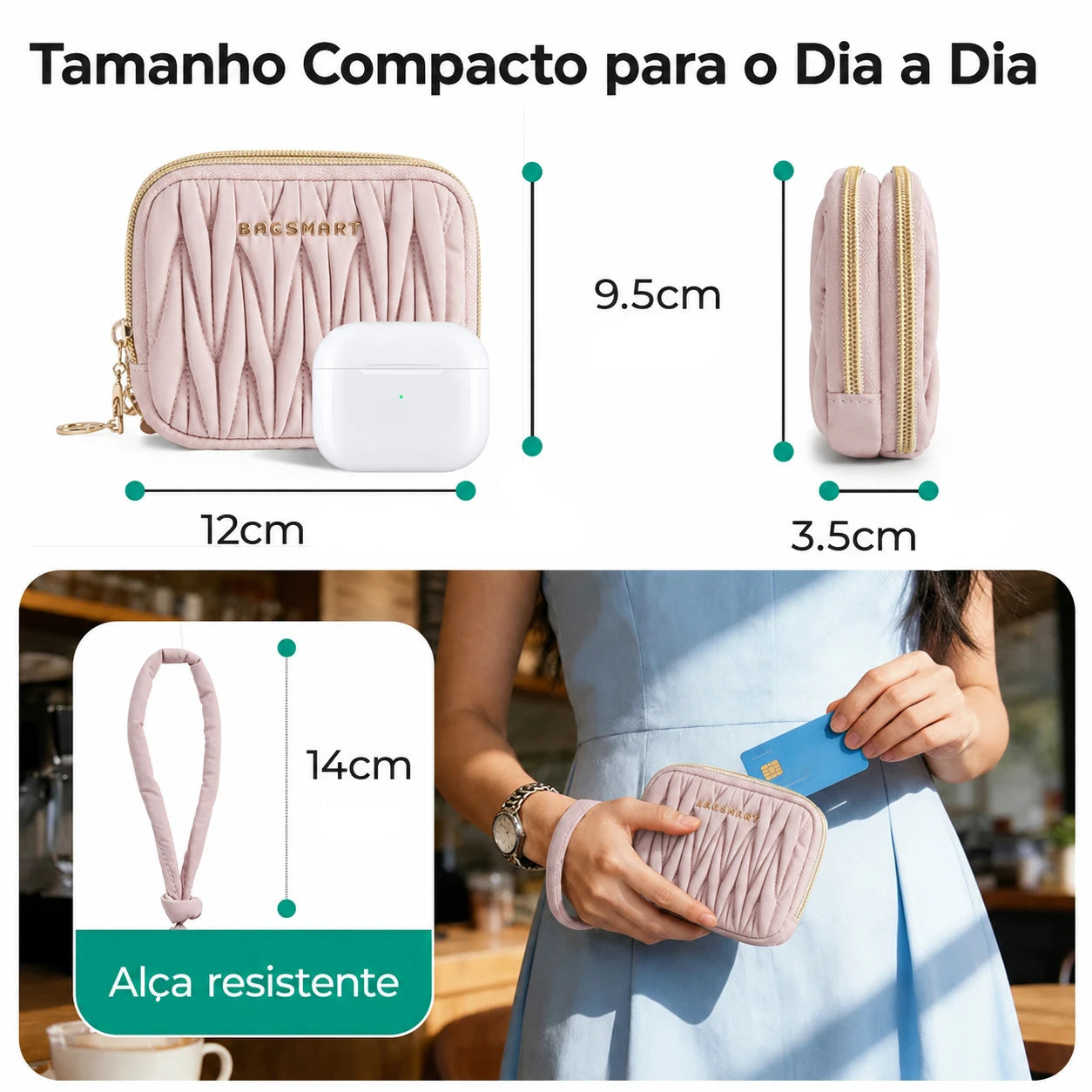 Carteira Feminina Bags Mart Cor Rosa - dimensões