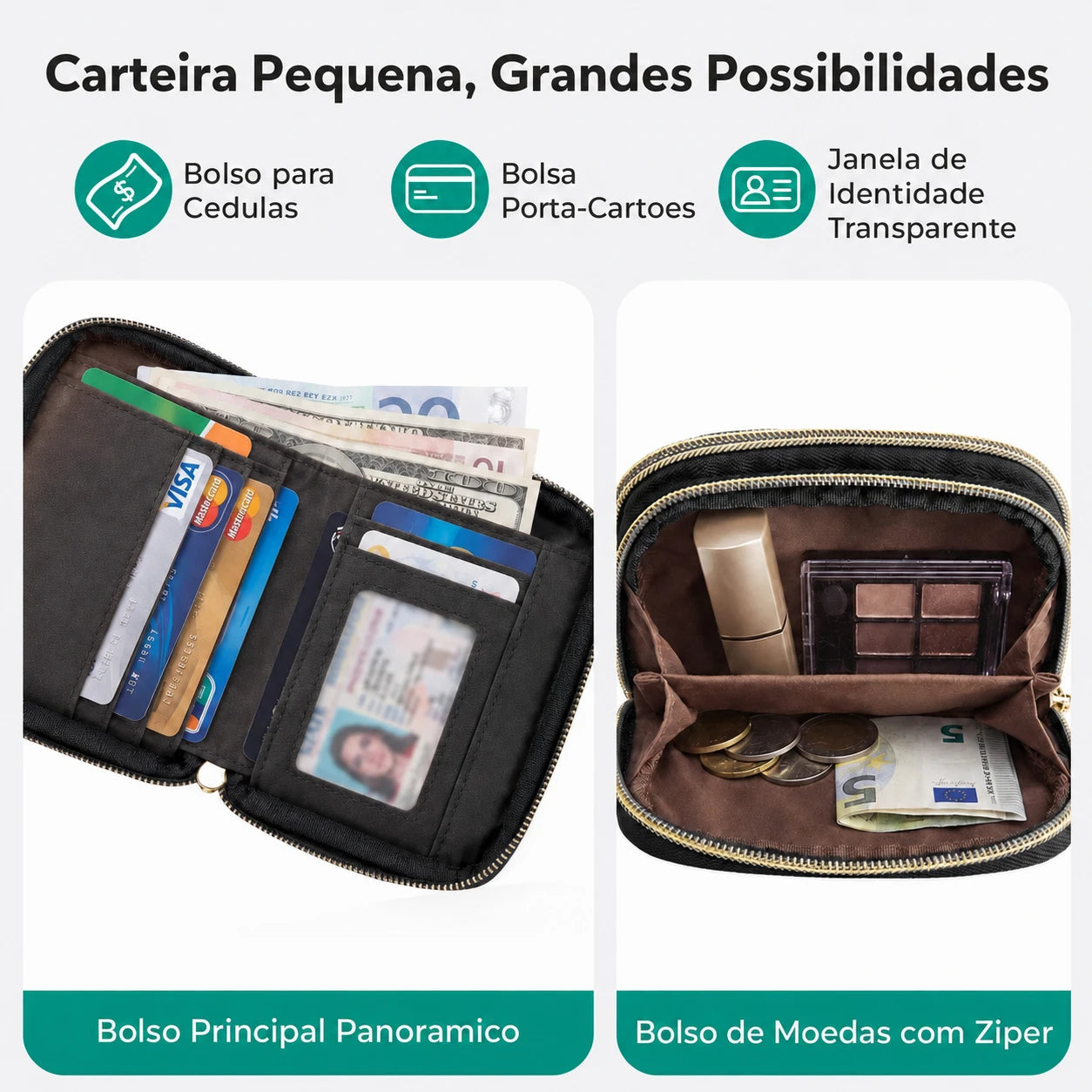 Carteira Feminina Bags Mart Cor Preto - interior