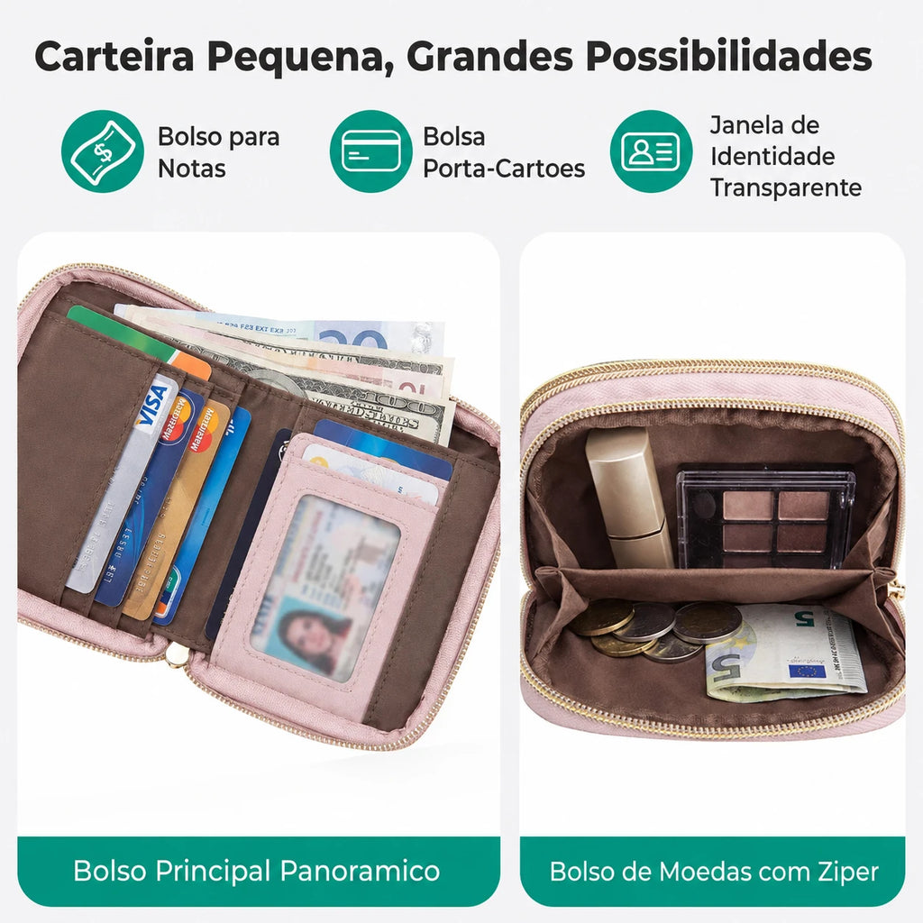 Carteira Feminina Bags Mart Cor Rosa - interior