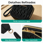 Carteira Feminina com Zíper e Porta-Cartões Bags Mart Cor Preto — Detalhes e acabamentos