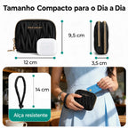 Carteira Feminina com Zíper e Porta-Cartões Bags Mart Cor Preto — Dimensões em centímetros