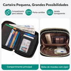 Carteira Feminina com Zíper e Porta-Cartões Bags Mart Cor Preto — Interior e compartimentos