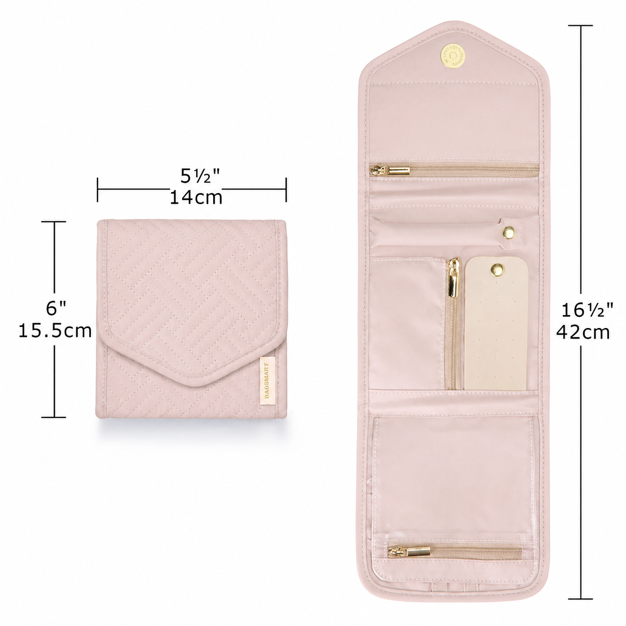 Estojo Organizador de Joias Bags Mart Rosa - detalhe