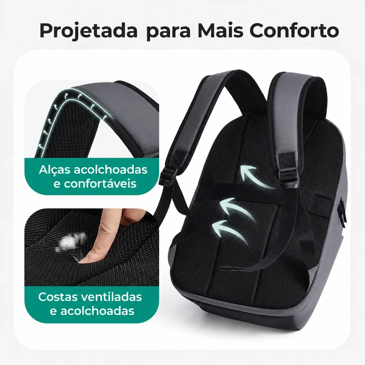 Mochila Executiva 15,6 Bags Mart Cinza - Conforto
