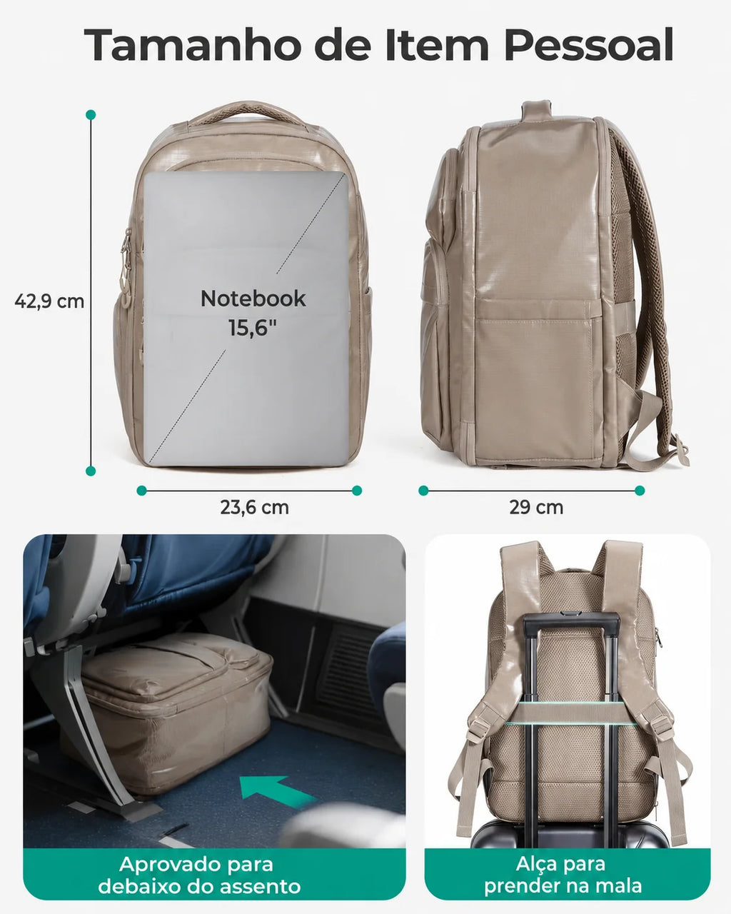 Tamanho de item pessoal - Mochila Executiva 27L Bags Mart