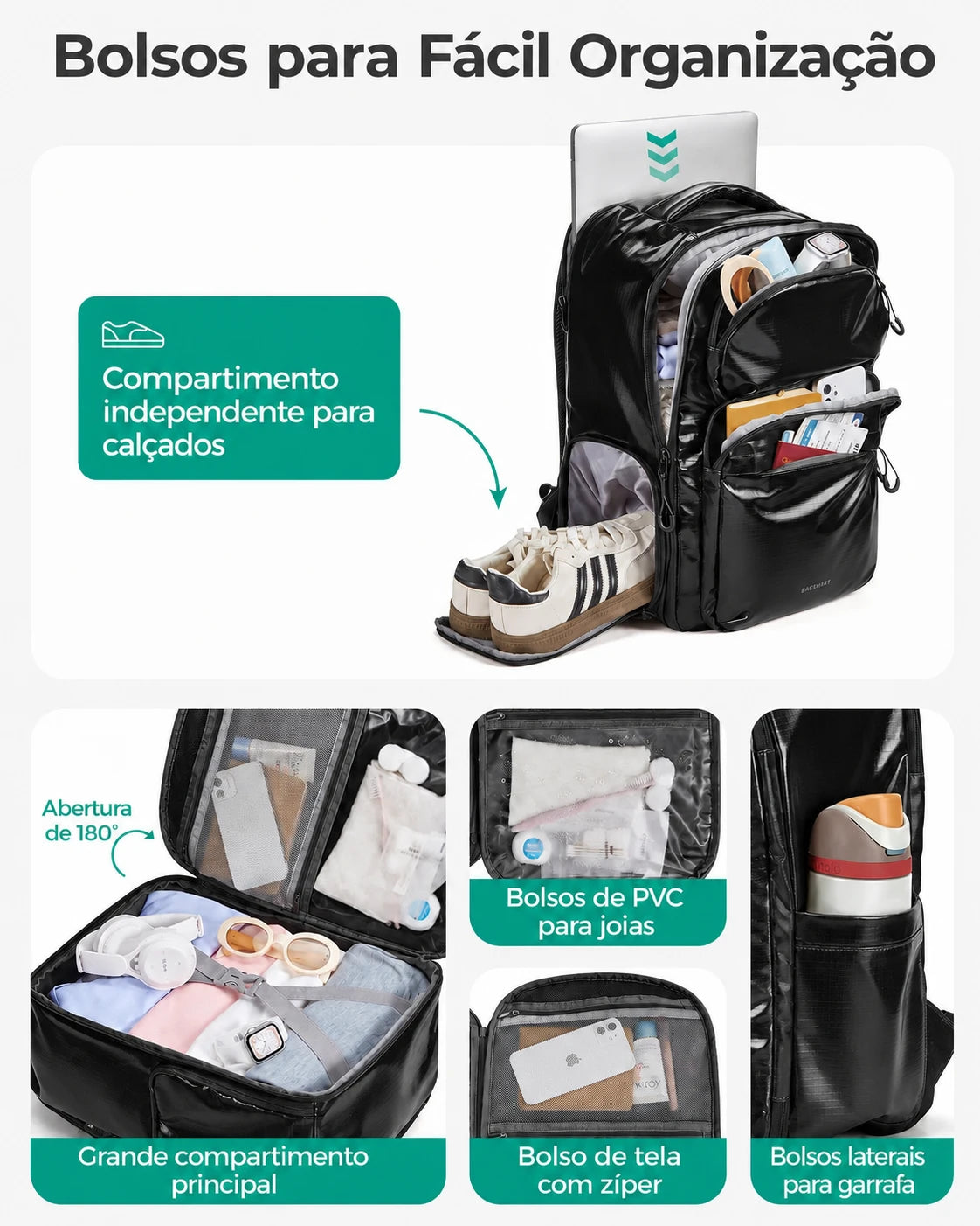 Bolsos para fácil organização - Mochila Executiva 27L Bags Mart Preto