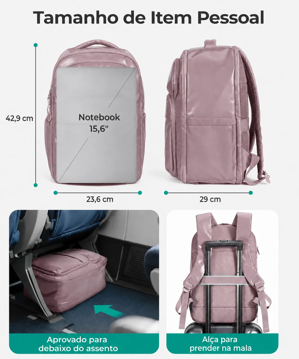 Tamanho de item pessoal - Mochila Executiva 27L Bags Mart Rosa