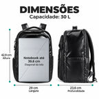 Mochila executiva Preto de 30 L: 42,9 cm de altura, 29 cm de largura e 23,6 cm de profundidade