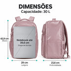 Mochila executiva Rosa de 30 L: 42,9 cm de altura, 29 cm de largura e 23,6 cm de profundidade
