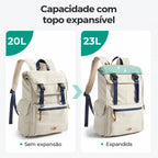 Mochila de Viagem Expansível 23 L Bags Mart Cor Bege — capacidade expansível