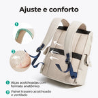 Mochila de Viagem Expansível 23 L Bags Mart Cor Bege — alças e painel traseiro