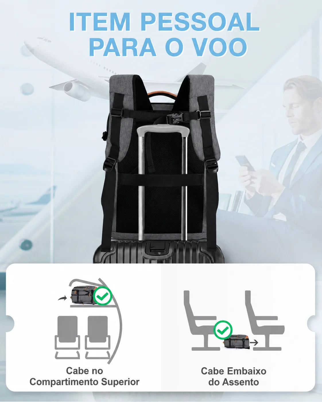Mochila Expansível 40L - Item Pessoal para o Voo