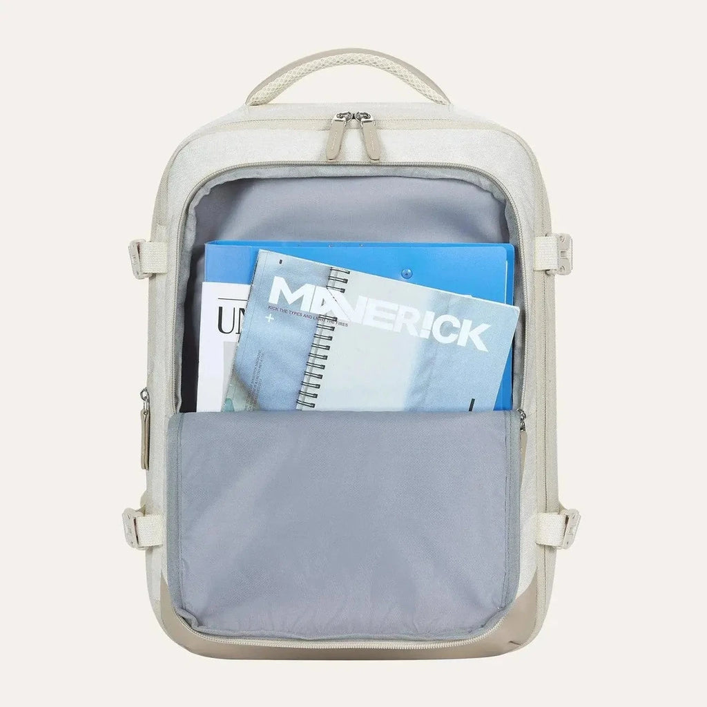 Mochila de Viagem Expansível 40 L com Organizadores Kit 4 Peças Bags Mart Cor Bege — bolsos e organização