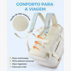 Mochila de Viagem Expansível 40 L com Organizadores Kit 4 Peças Bags Mart Cor Bege — alças e painel traseiro