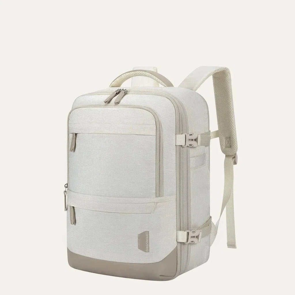 Mochila de Viagem Expansível 40 L com Organizadores Kit 4 Peças Bags Mart Cor Bege — vista frontal
