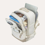 Mochila de Viagem Expansível 40 L com Organizadores Kit 4 Peças Bags Mart Cor Bege — interior e compartimentos