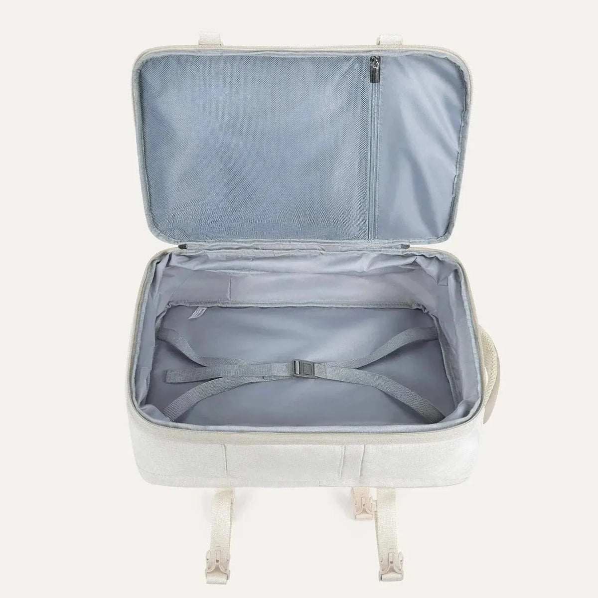 Mochila de Viagem Expansível 40 L com Organizadores Kit 4 Peças Bags Mart Cor Bege — organização de itens para viagem