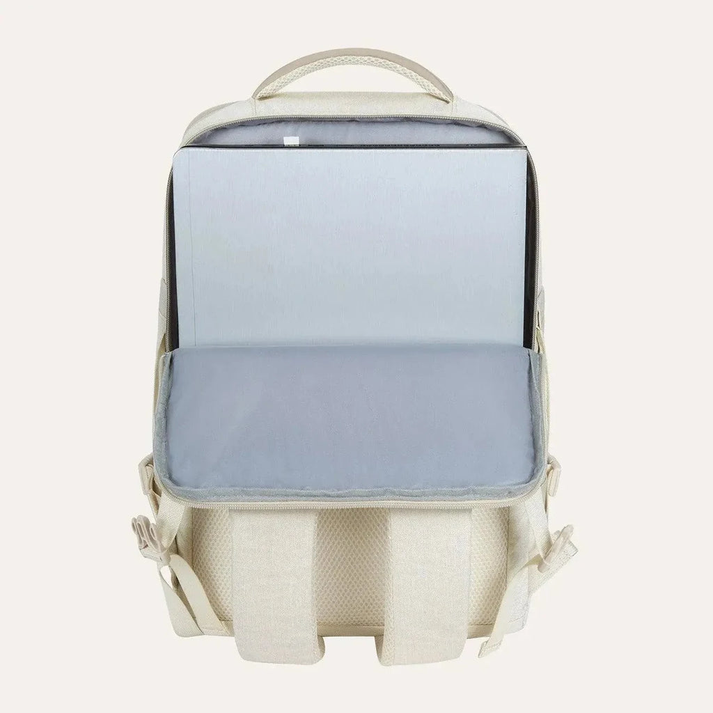 Mochila de Viagem Expansível 40 L com Organizadores Kit 4 Peças Bags Mart Cor Bege — compartimento para notebook