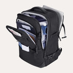 Mochila de Viagem Expansível 40 L com Organizadores Kit 4 Peças Bags Mart Cor Preto — interior e compartimentos