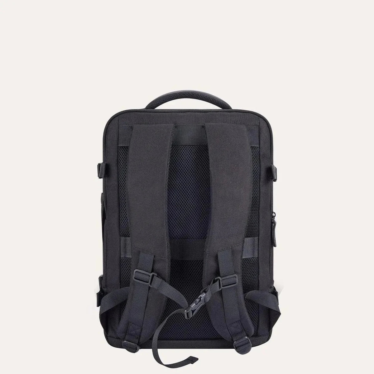 Mochila de Viagem Expansível 40 L com Organizadores Kit 4 Peças Bags Mart Cor Preto — verso e alças acolchoadas