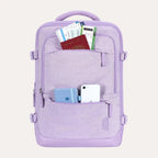 Mochila de Viagem Expansível 40 L com Organizadores Kit 4 Peças Bags Mart Cor Roxo — bolso frontal