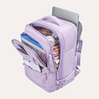 Mochila de Viagem Expansível 40 L com Organizadores Kit 4 Peças Bags Mart Cor Roxo — compartimentos abertos