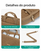 Alças e acabamentos — Capa Felpuda para Notebook até 39,6 cm com Alça de Ombro Bags Mart Cor Marrom