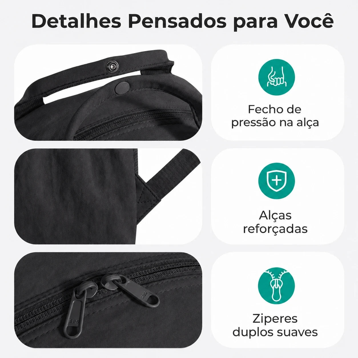 Mochila Feminina para Notebook Bags Mart Preto - fecho e zíperes