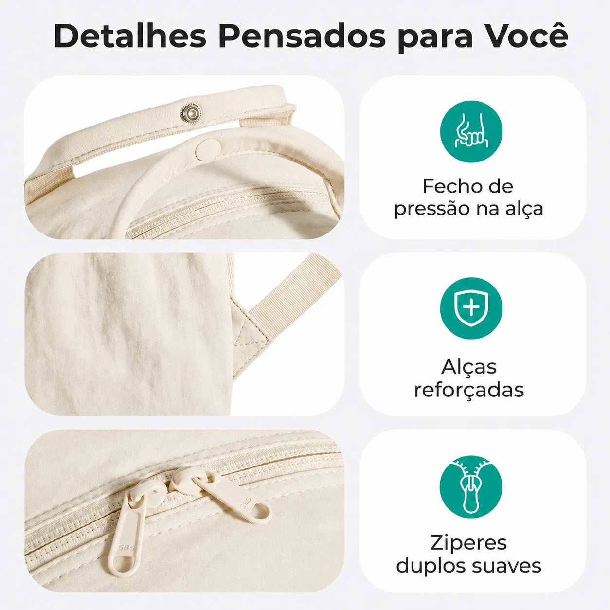 Mochila Feminina para Notebook Bags Mart Cor Bege - Fecho de pressão, alças reforçadas, zíperes duplos