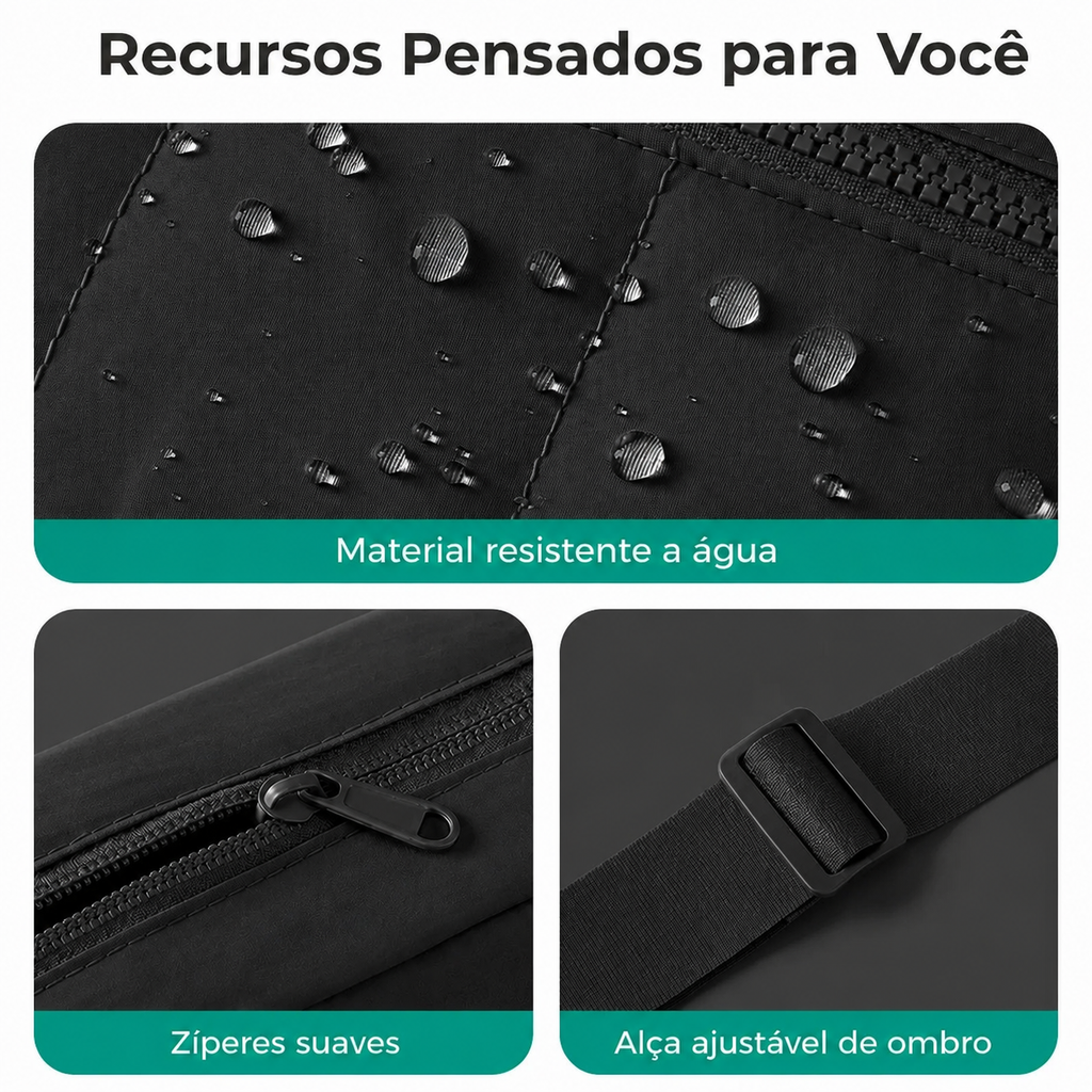 Bolsa Transversal Hobo Bags Mart Preto - Recursos
