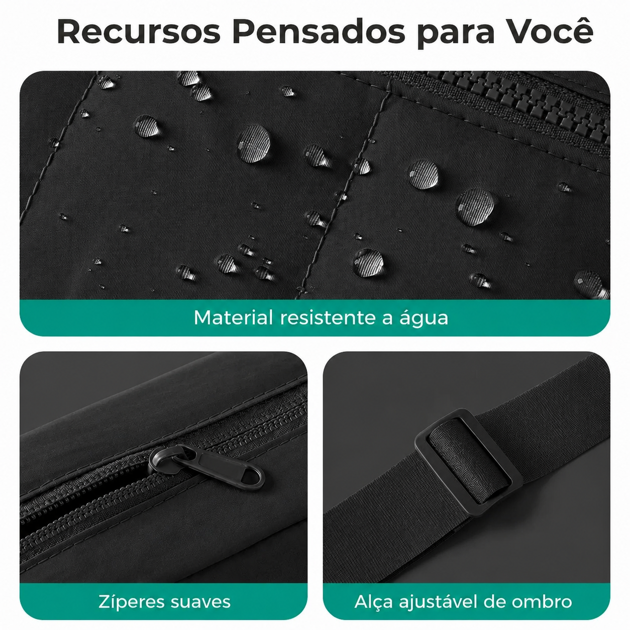 Bolsa Transversal Hobo Bags Mart Preto - Recursos