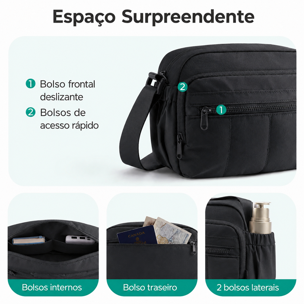 Bolsa Transversal Hobo Bags Mart Preto - Espaço Surpreendente