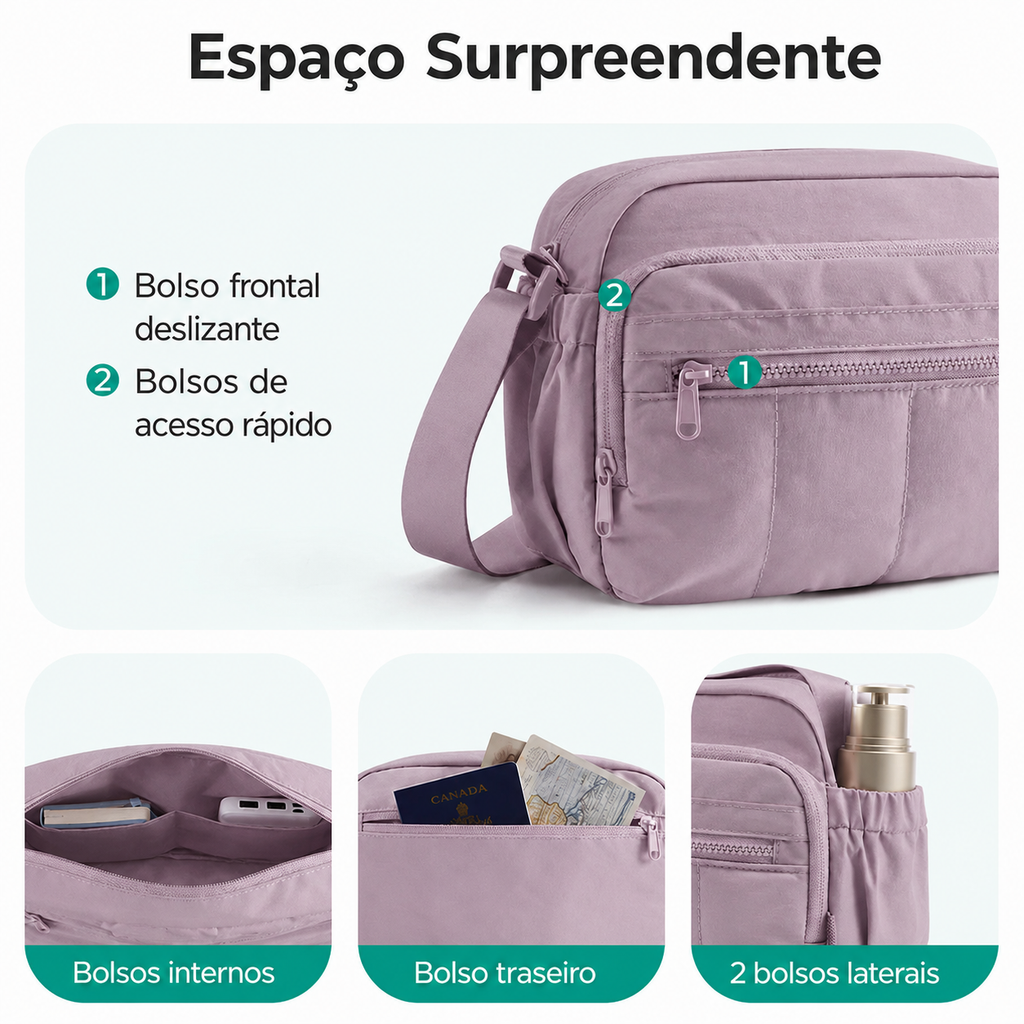 Bolsa Hobo Transversal Bags Mart Lilás Acinzentado - Espaço Surpreendente