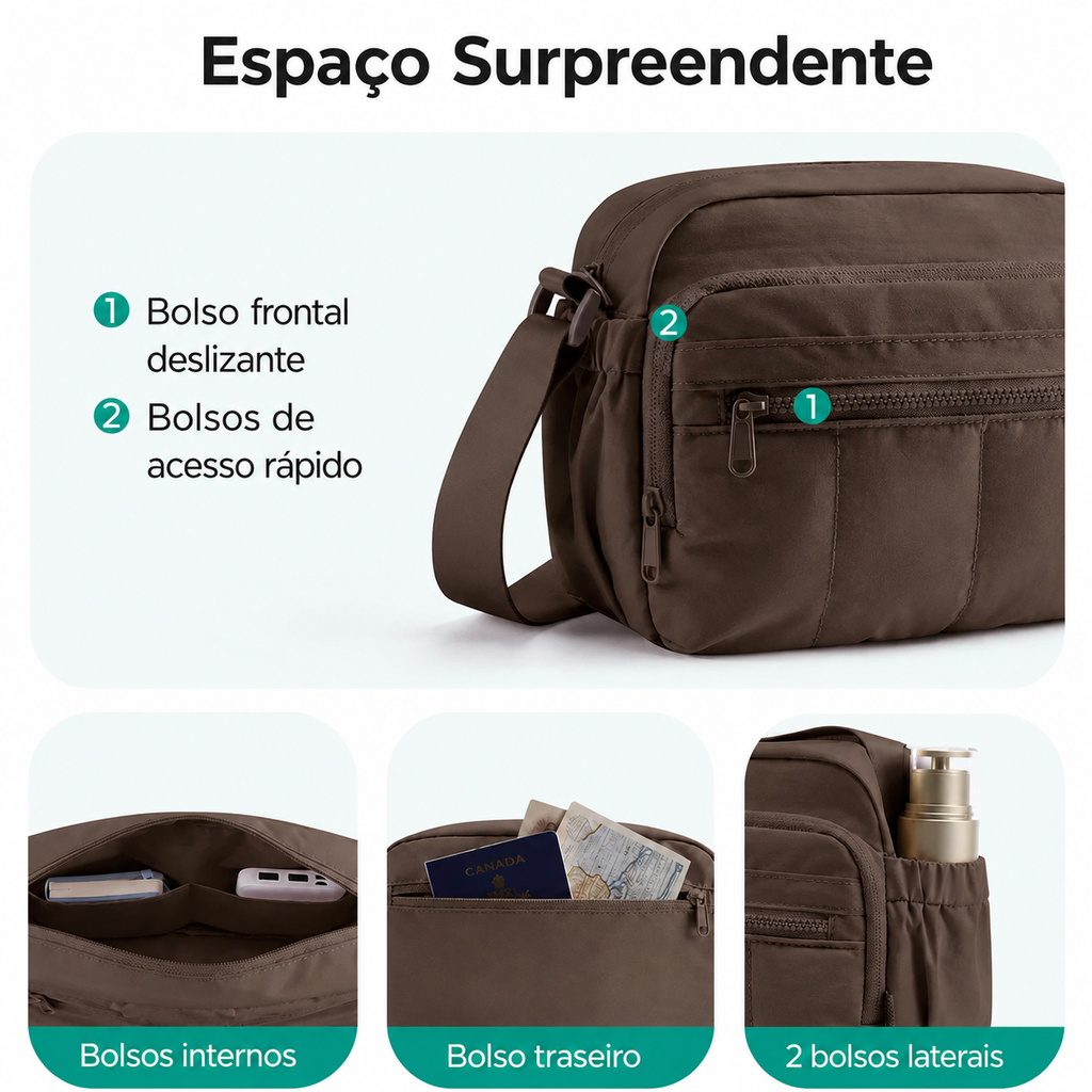 Bolsa Hobo Transversal Bags Mart Marrom - Dia a Dia