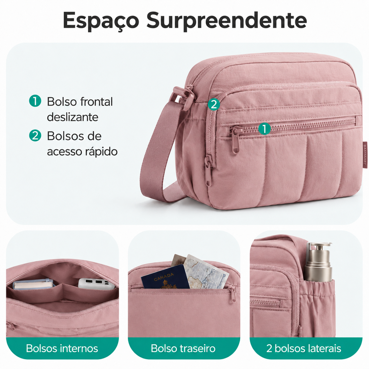 Bolsa Hobo Transversal Bags Mart Rosa Escuro - Espaço Surpreendente