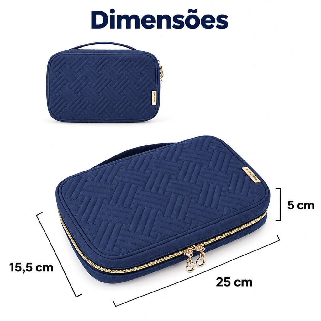 Necessaire Organizadora de Joias Bags Mart Cor Azul — dimensões em centímetros