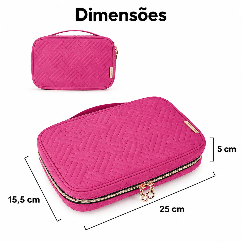 Necessaire Organizadora de Joias Bags Mart Cor Rosa — dimensões em centímetros
