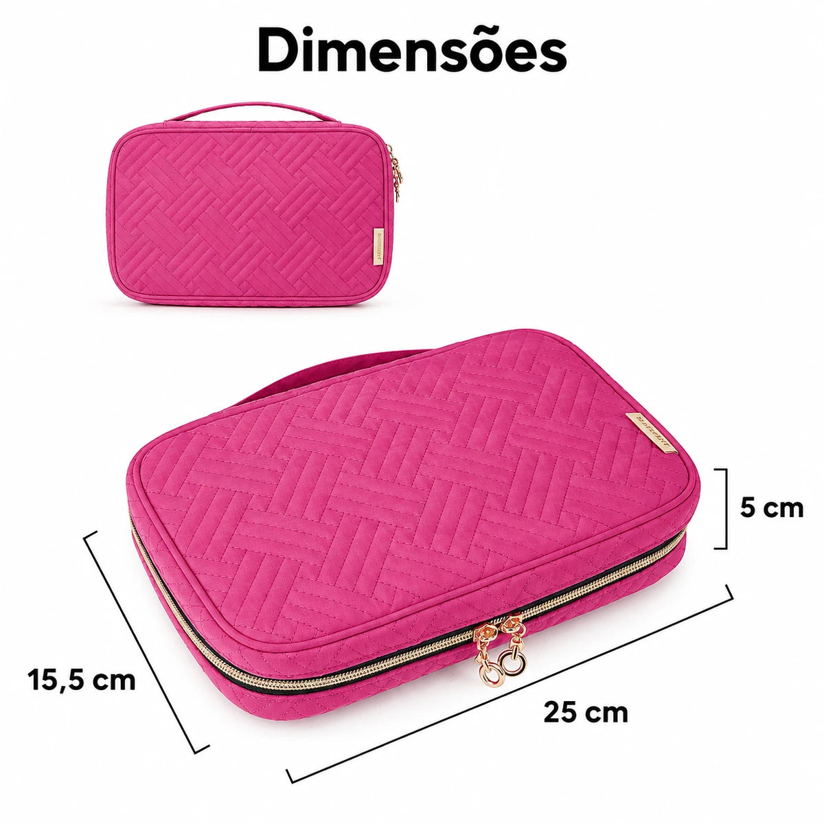 Necessaire Organizadora de Joias Bags Mart Cor Rosa — dimensões em centímetros