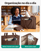 Kit Tote com Necessaire Bags Mart Cor Café — produto em uso