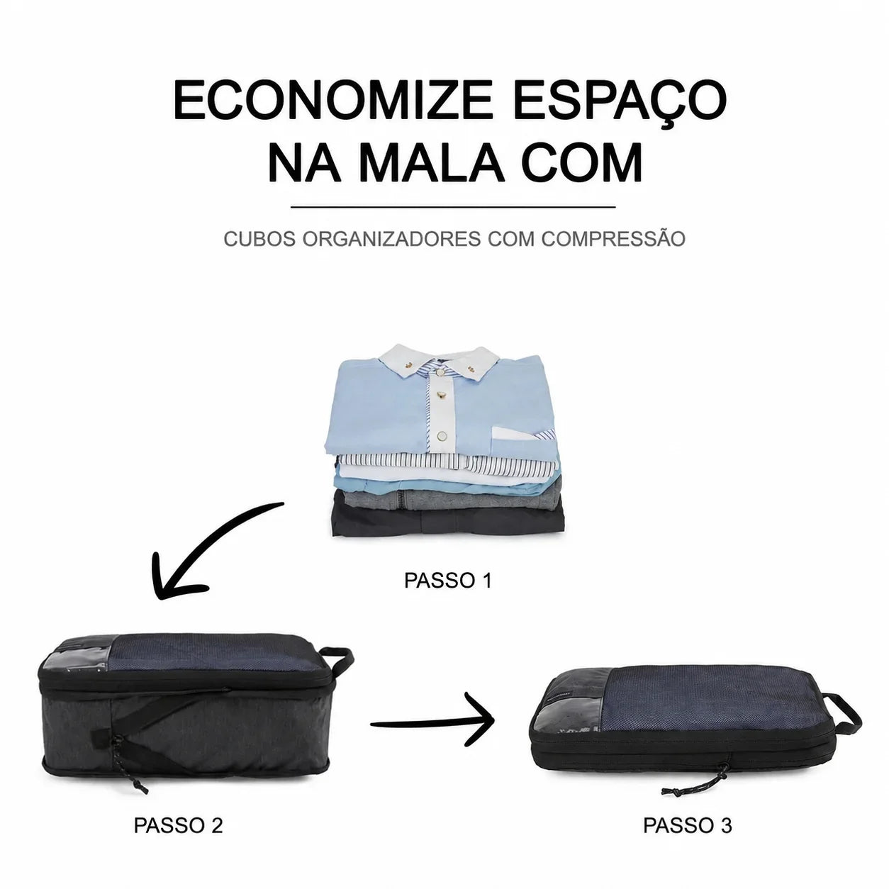 Kit Cubos Bags Mart Preto - Economize Espaço