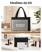 Kit Tote com Necessaire Bags Mart Cor Preto — medidas em centímetros