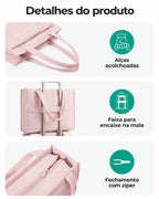 Kit Tote com Necessaire Bags Mart Cor Rosa — alças, tecido e fechos