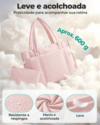 Kit Tote com Necessaire Bags Mart Cor Rosa — acabamento leve e acolchoado