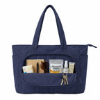 Kit Bolsa Tote Feminina com Necessaire (2 peças) Bags Mart Cor Azul Profundo — Bolso frontal