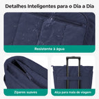 Kit Bolsa Tote Feminina com Necessaire (2 peças) Bags Mart Cor Azul Profundo — Detalhes e acabamentos