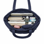 Kit Bolsa Tote Feminina com Necessaire (2 peças) Bags Mart Cor Azul Profundo — Interior e compartimentos