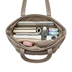 Kit Bolsa Tote Feminina com Necessaire (2 peças) Bags Mart Cor Cáqui — Interior e compartimentos
