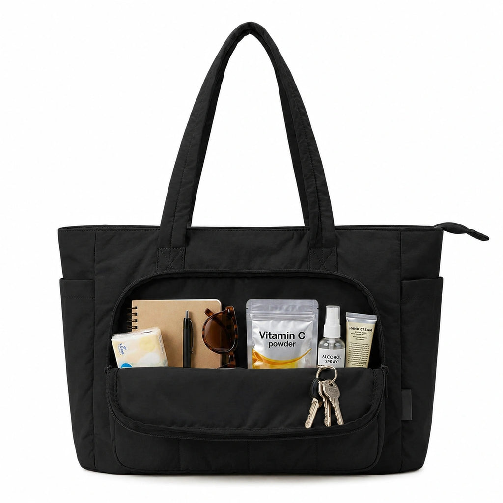 Kit Bolsa Tote Feminina Cor Preto - Detalhe